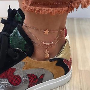 3/$30 Pineapple & Star Beaded Anklet Set